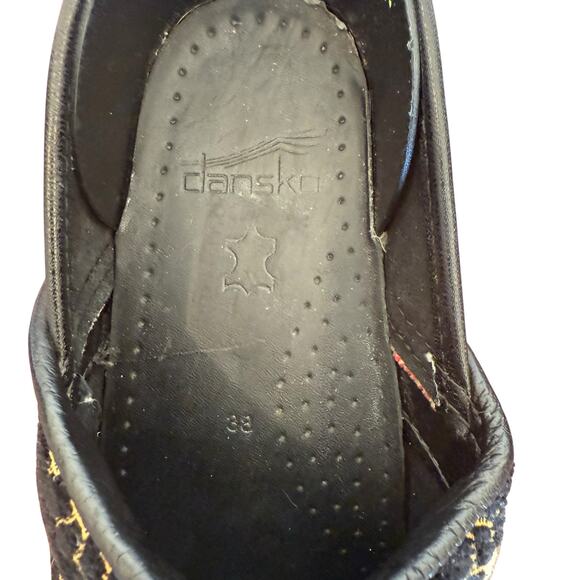 Sanita Women's Professional Black and Gold Tapestry Floral Embroidery Clog - 38 - Picture 5 of 8